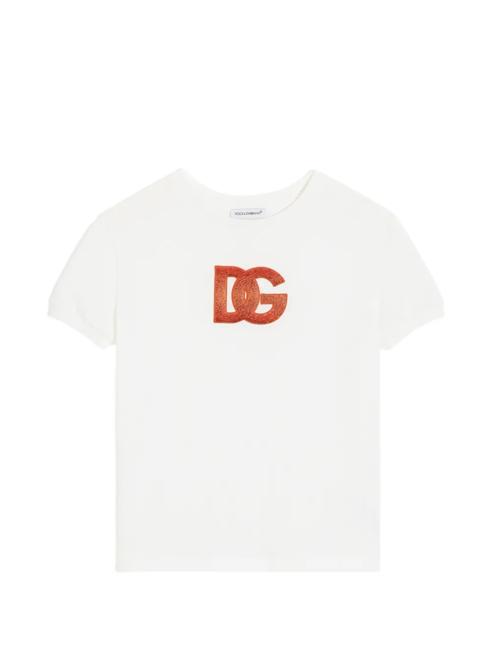 Dolce & Gabbana Kids jersey T-shirt with sequin logo embroidery - Bianco
