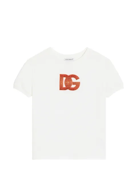 Dolce & Gabbana Kids jersey T-shirt with sequin logo embroidery