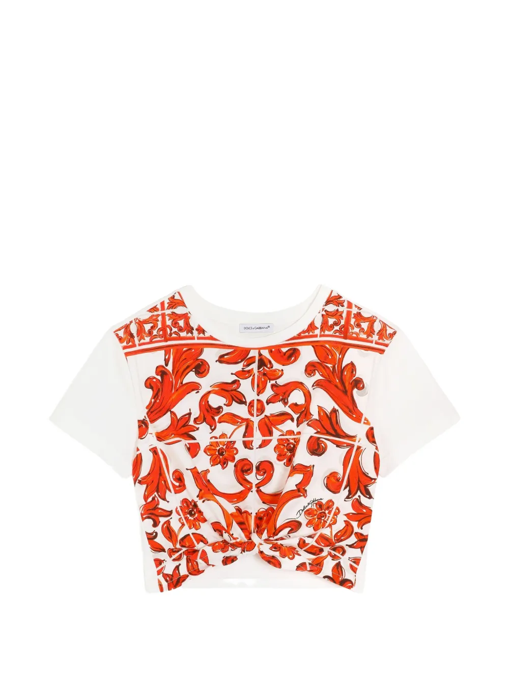 Dolce & Gabbana Kids majolica-print jersey T-shirt - Weiß