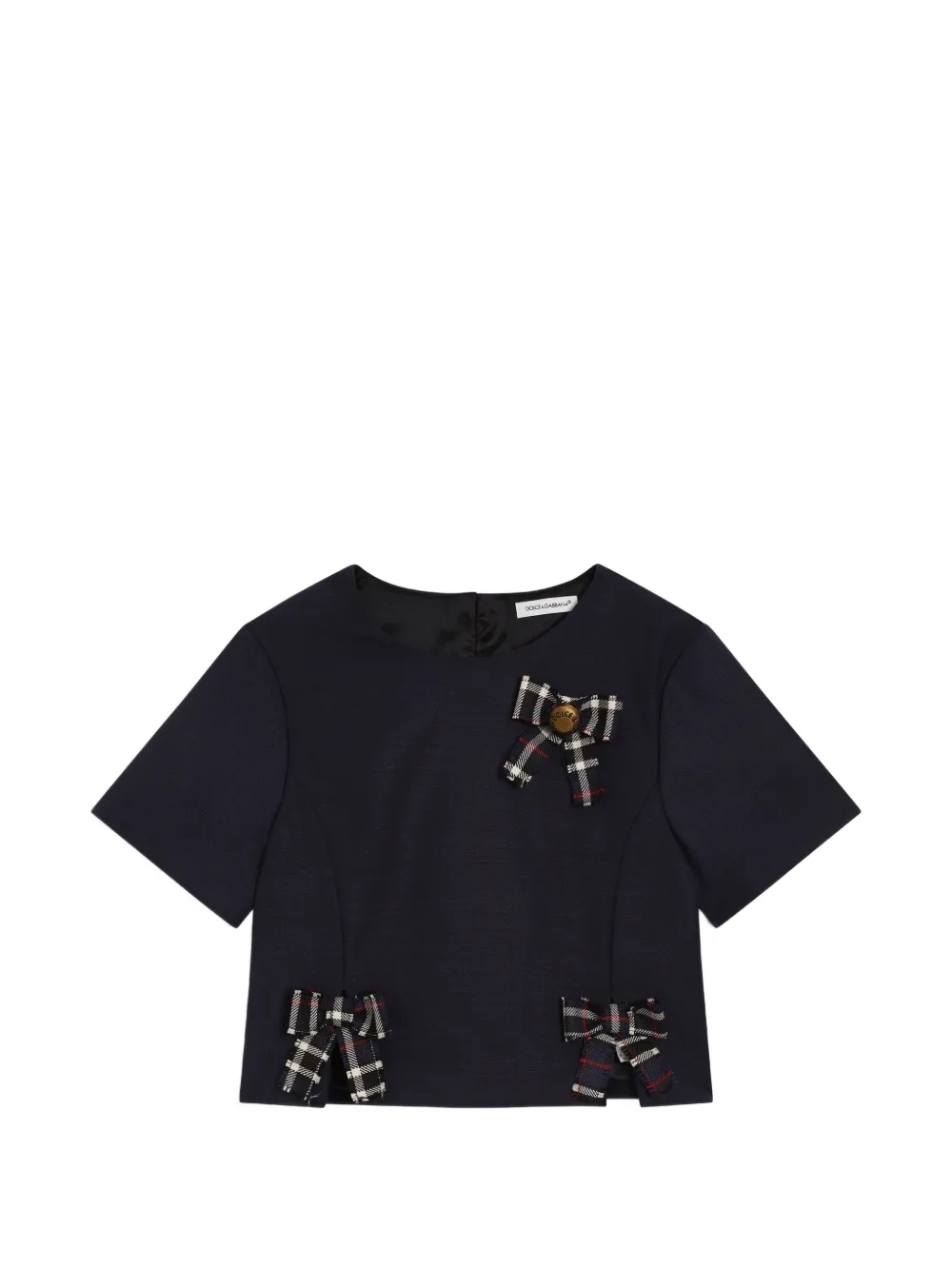 Dolce & Gabbana Kids Bluse aus Wollkrepp mit Schleifen - Blau