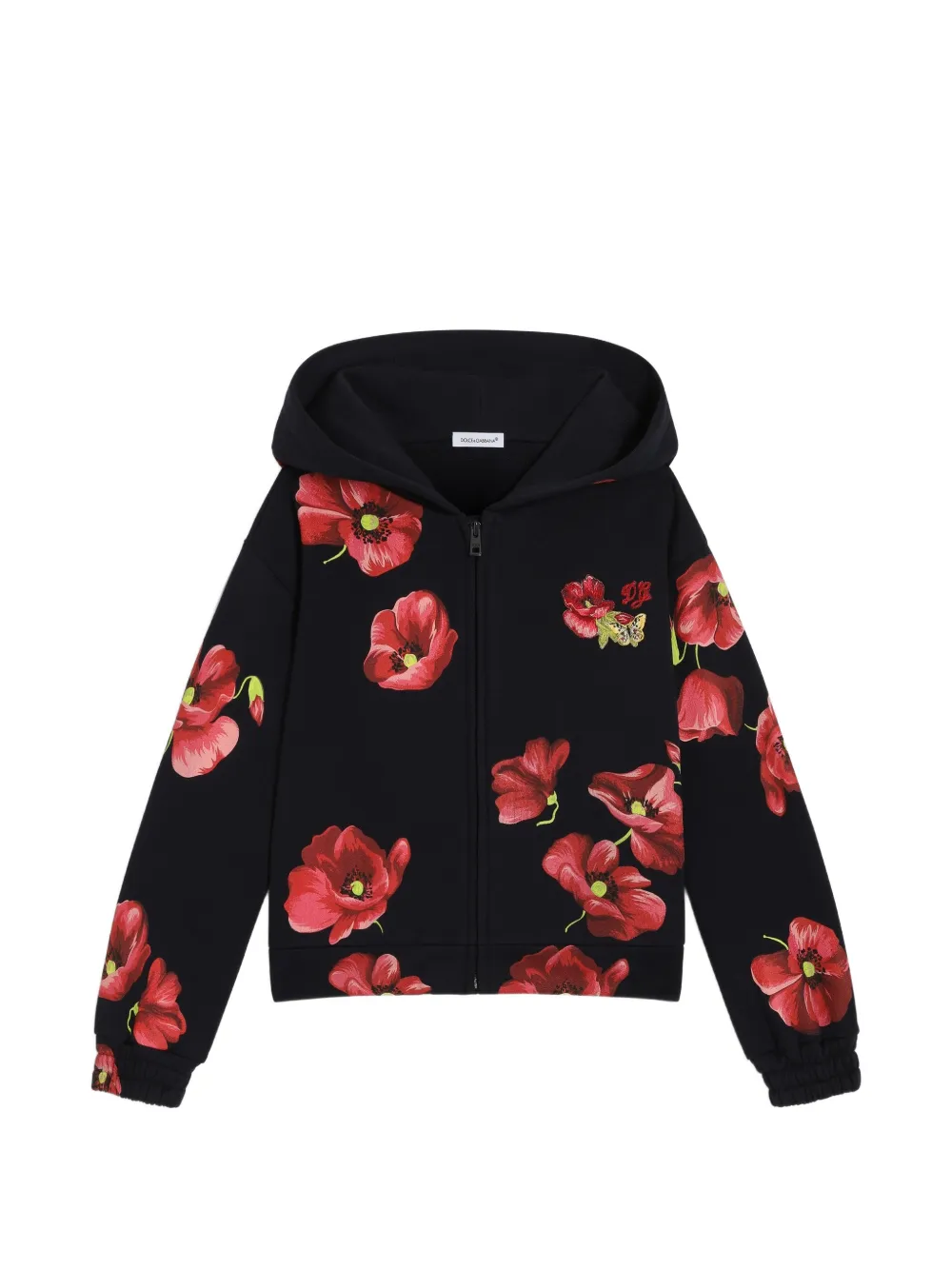 Dolce & Gabbana Kids poppy-print cotton sweatshirt - Blue