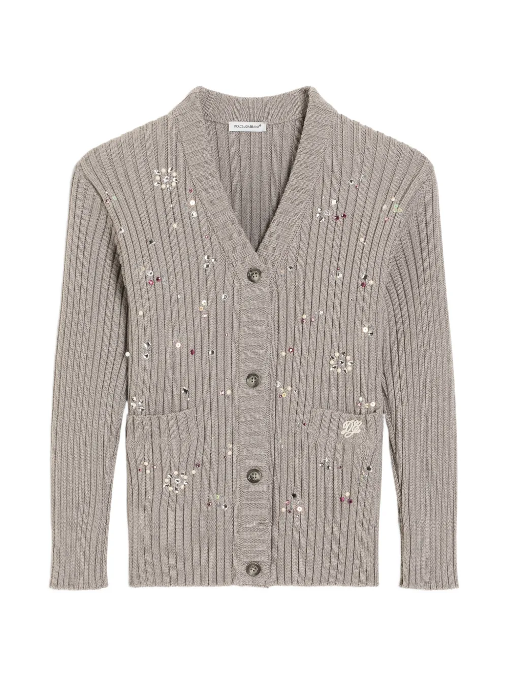 Dolce & Gabbana Kids virgin-wool rib knit cardigan - Grigio