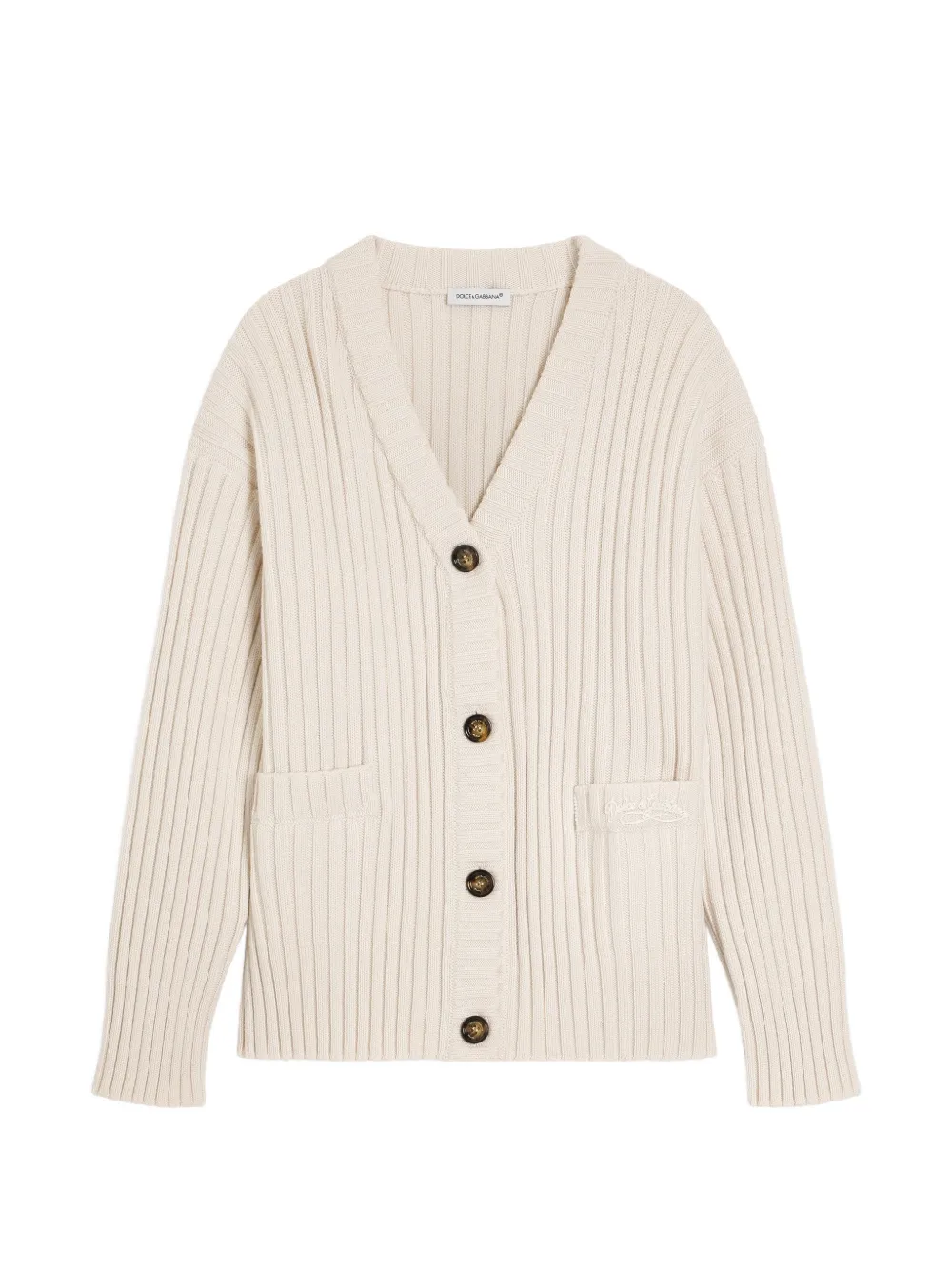 Dolce & Gabbana Kids virgin wool rib knit cardigan - Bianco