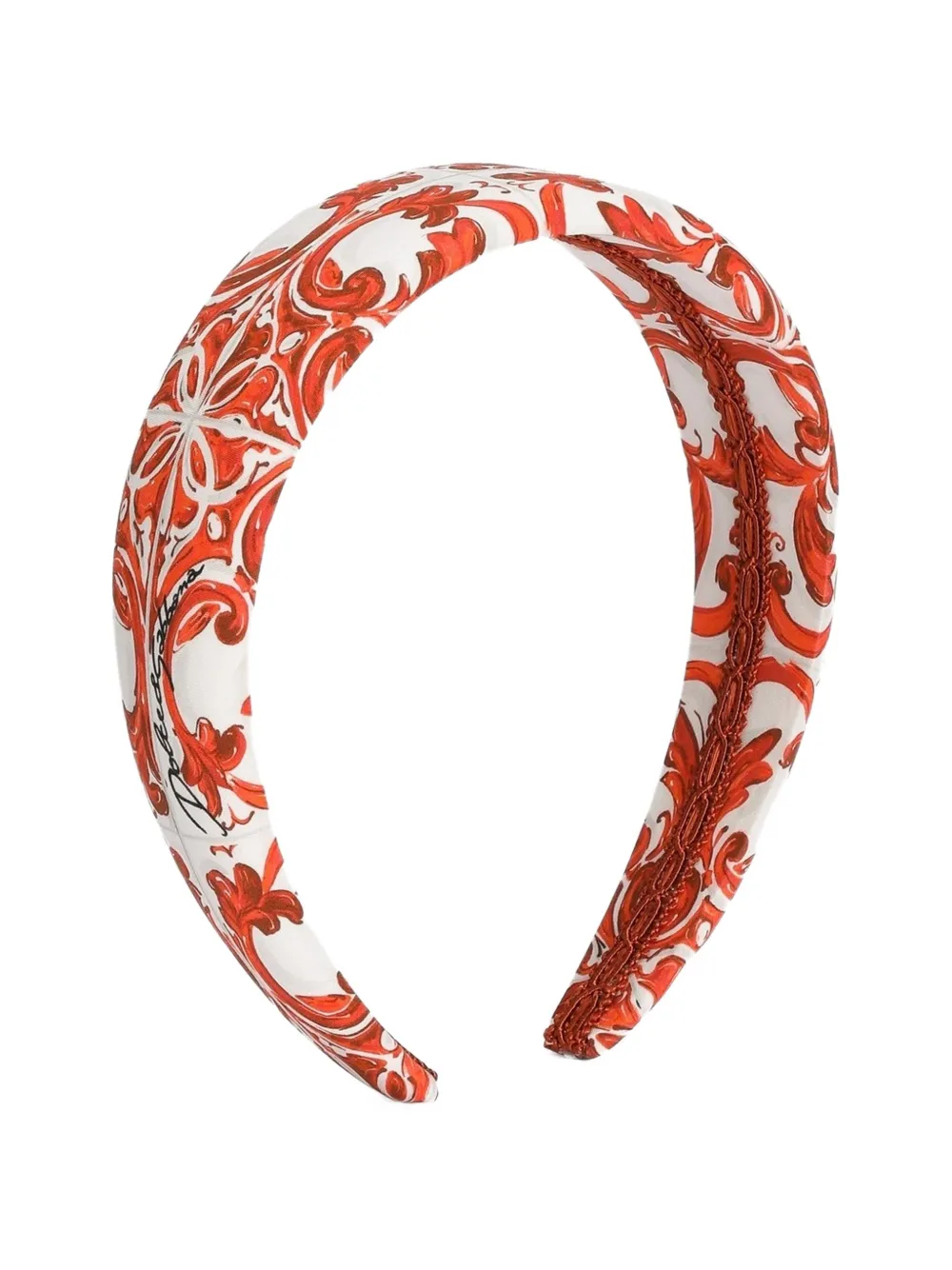 Dolce & Gabbana Kids Majolica-print poplin headband - Rosso