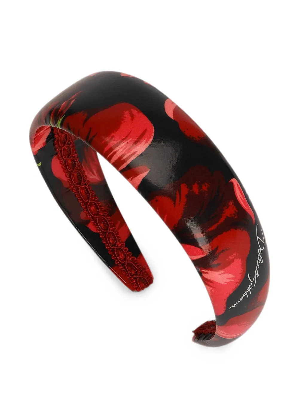 Dolce & Gabbana Kids Popeline haarband met klaprozen-print Rood