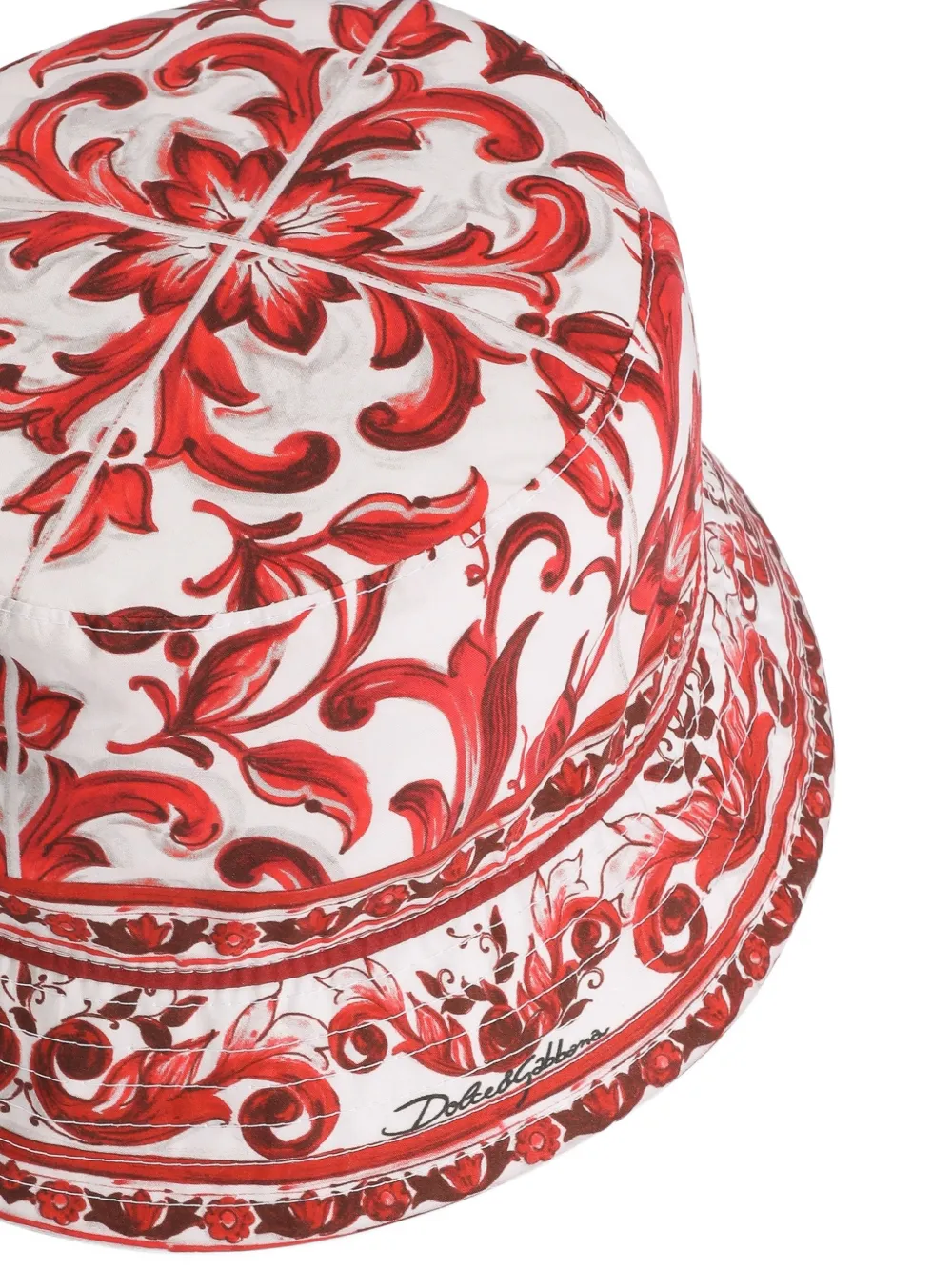 Dolce & Gabbana Kids Popeline hoed met Majolica-print Rood