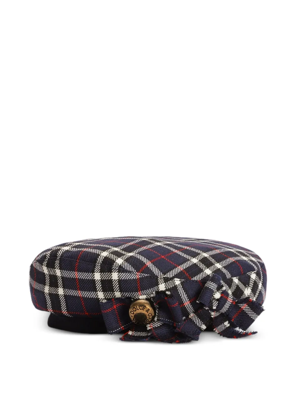 Dolce & Gabbana Kids tartan beret with applications - Blu