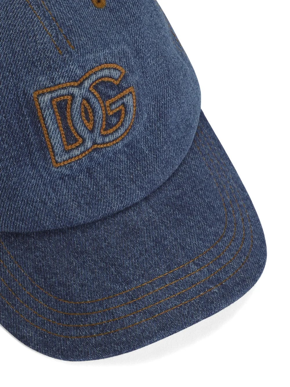 Dolce & Gabbana Kids Denim honkbalpet met logo Blauw