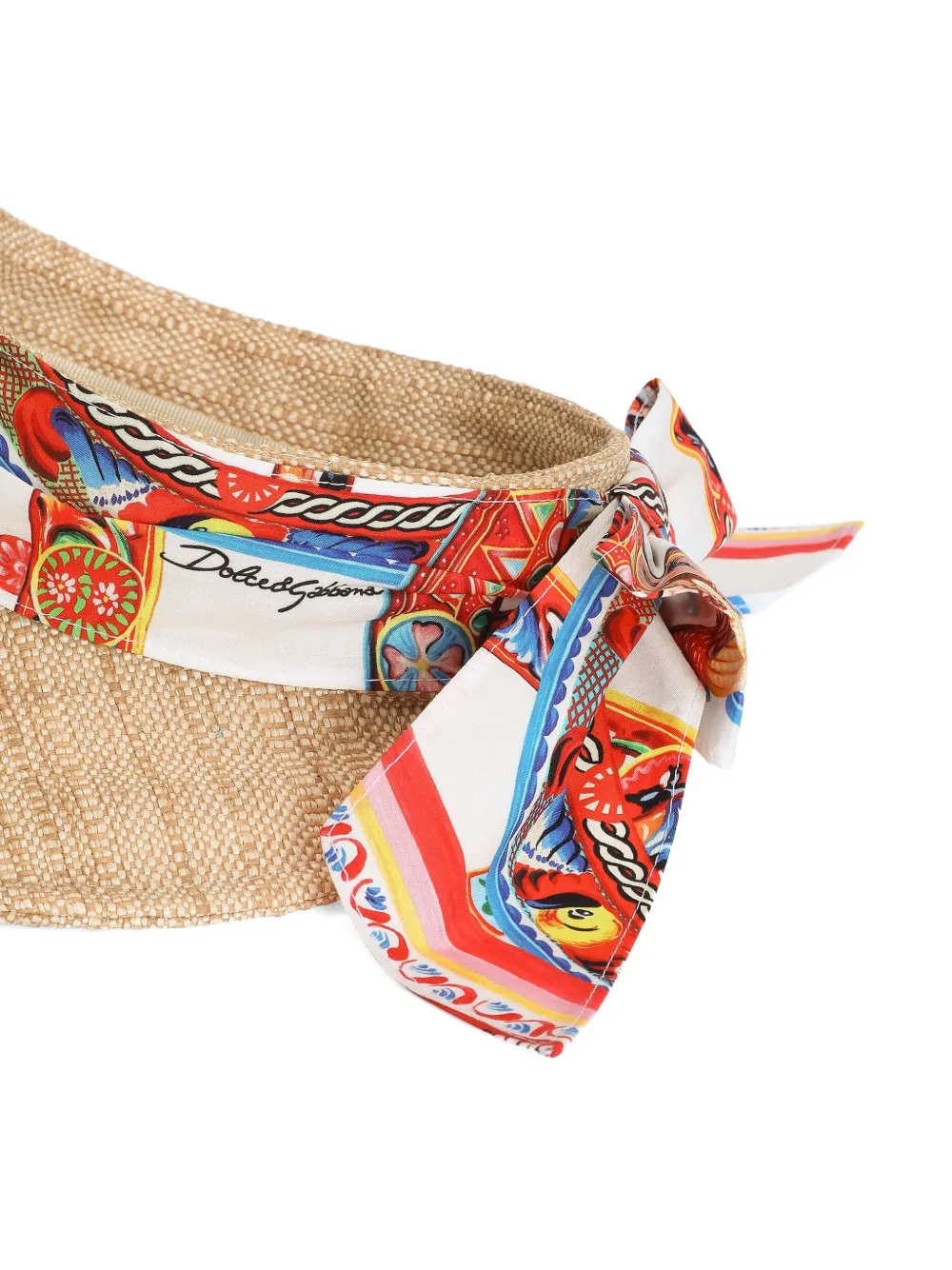 Dolce & Gabbana Kids Raffia hoed met Carretto-print band Beige