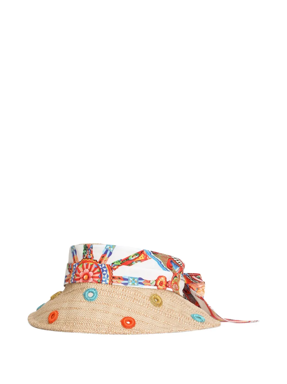 Dolce & Gabbana Kids Hut aus Raffiabast mit Carretto-Print - Nude