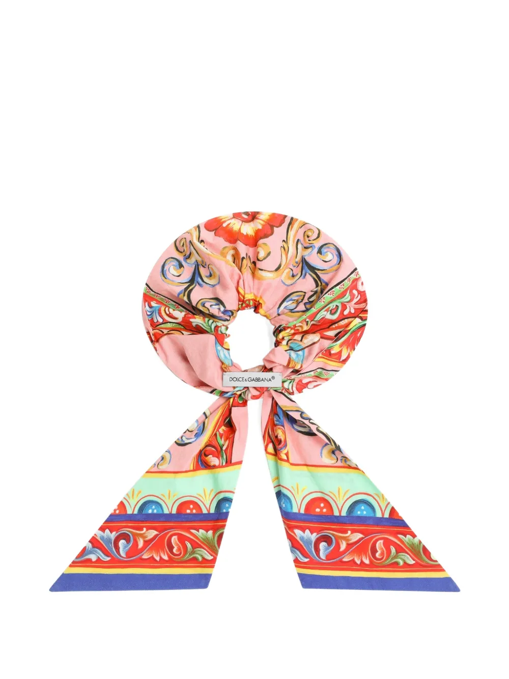 Dolce & Gabbana Kids Popeline scrunchie met Carretto-print Roze
