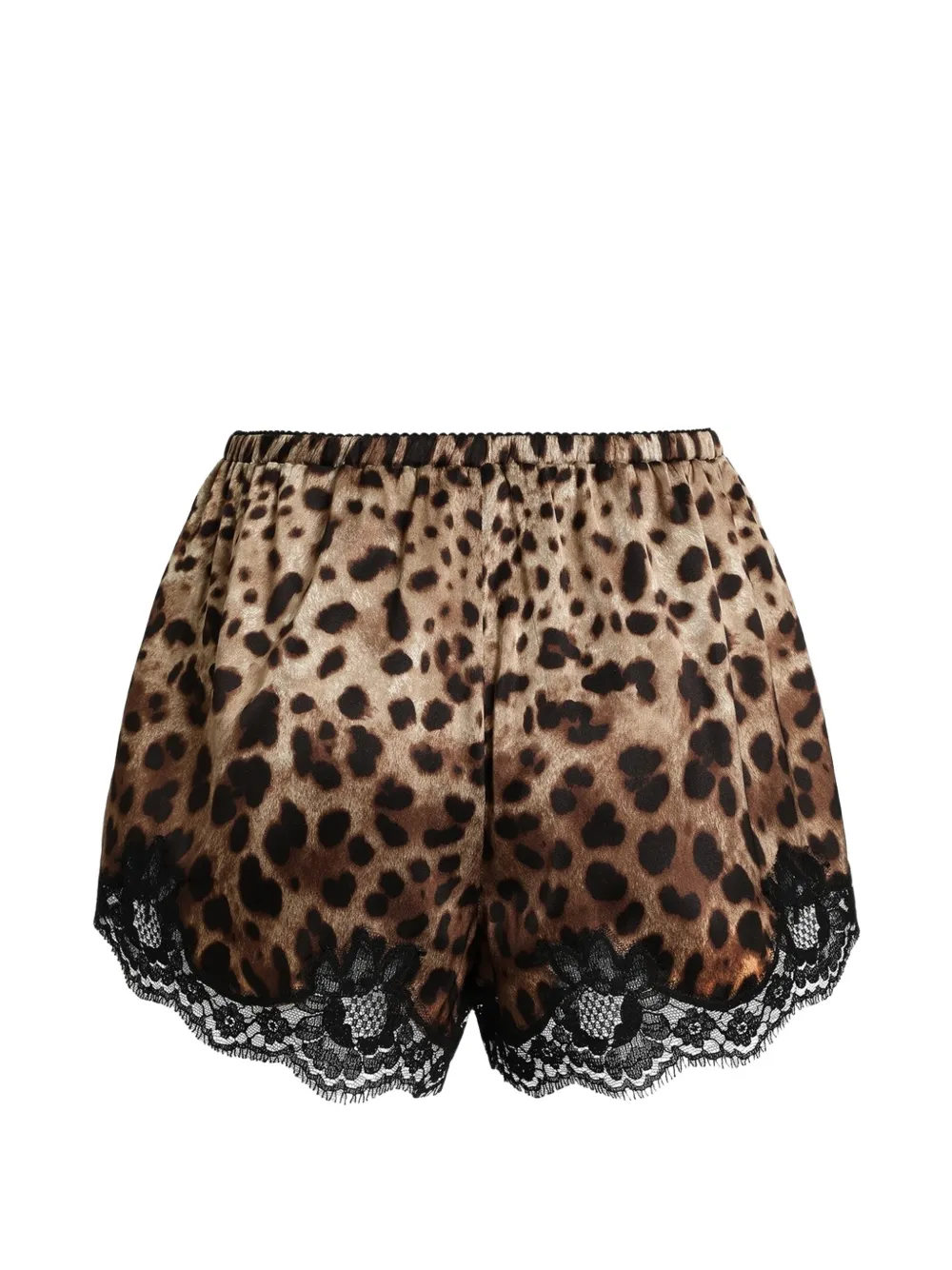 Dolce & Gabbana leo-print satin shorts - Brown