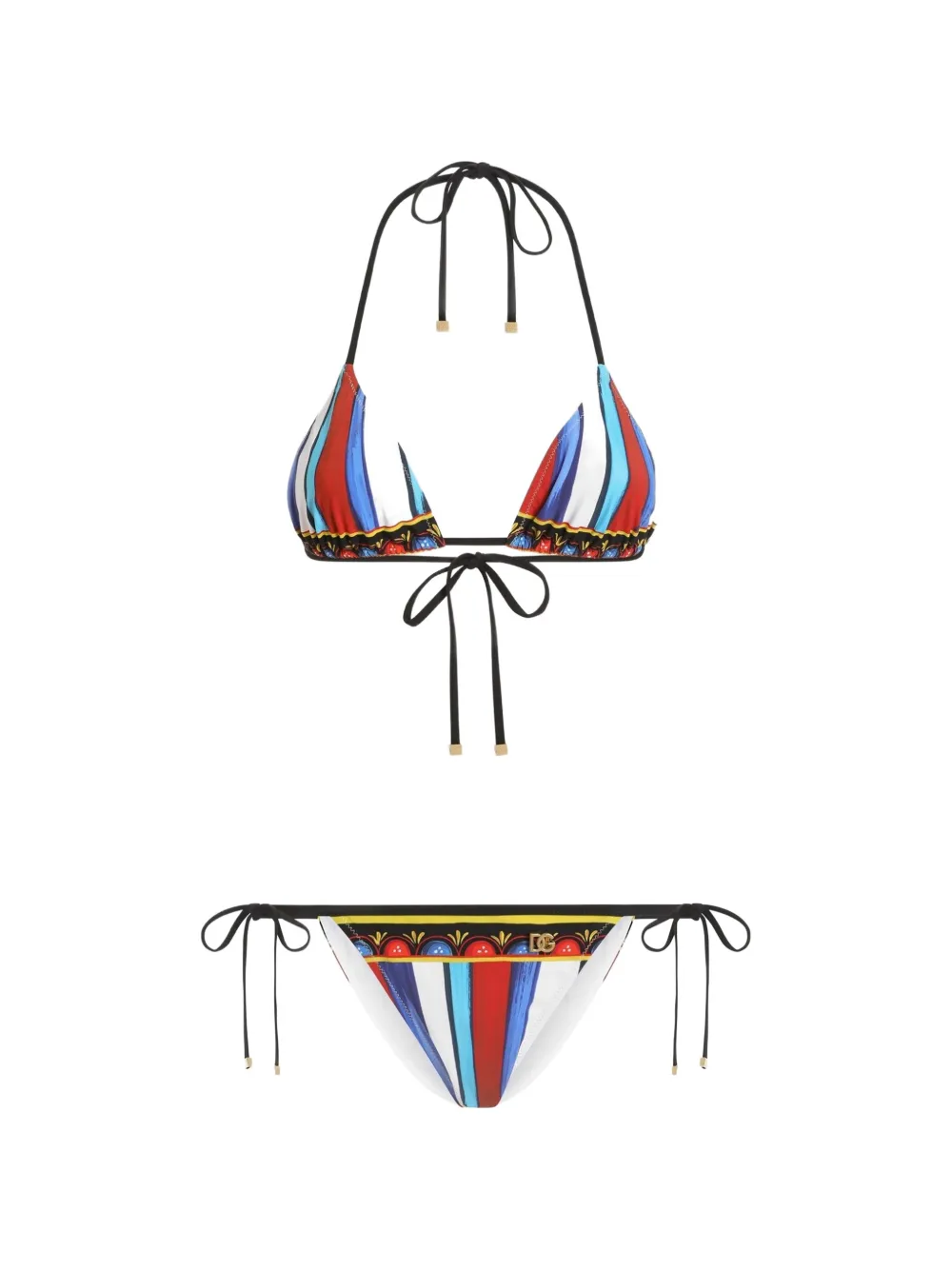 Dolce & Gabbana Bikini a triangolo con stampa Carretto - Bianco