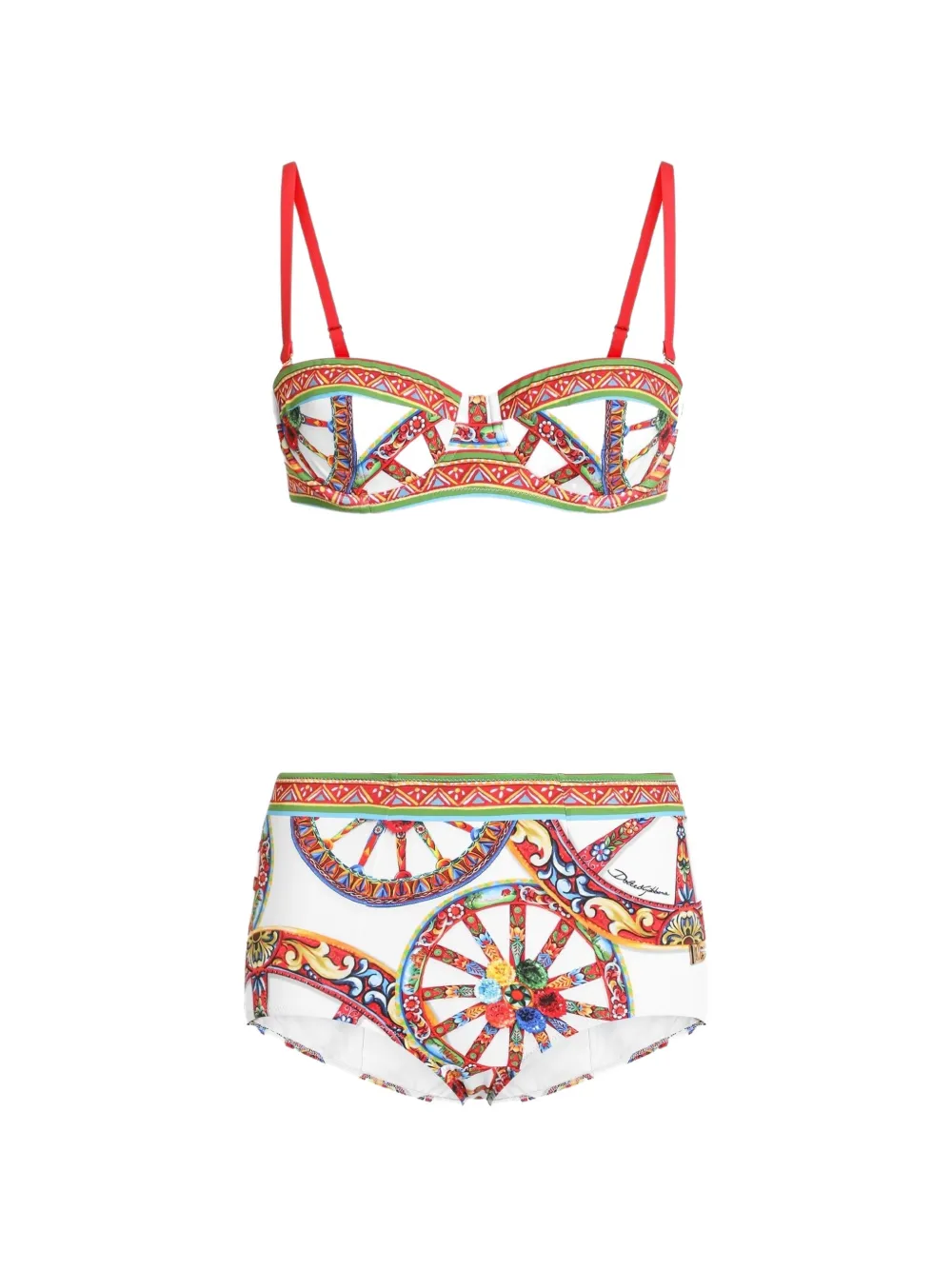 Dolce & Gabbana Balconette-Bikini mit Carretto-Print - Weiß