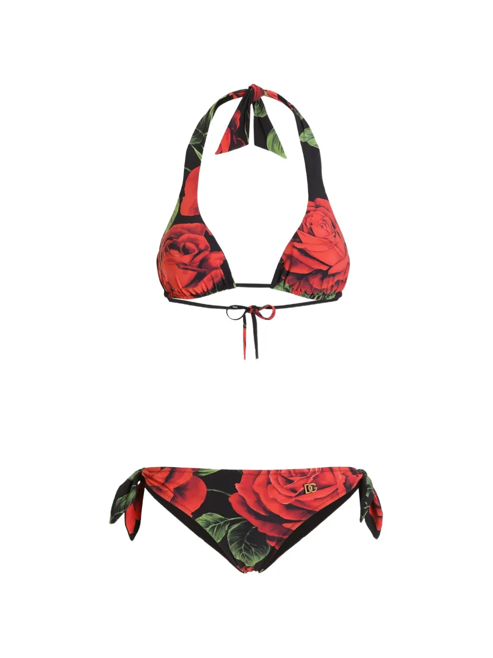 Dolce & Gabbana Geblümter Triangel-Bikini - Schwarz