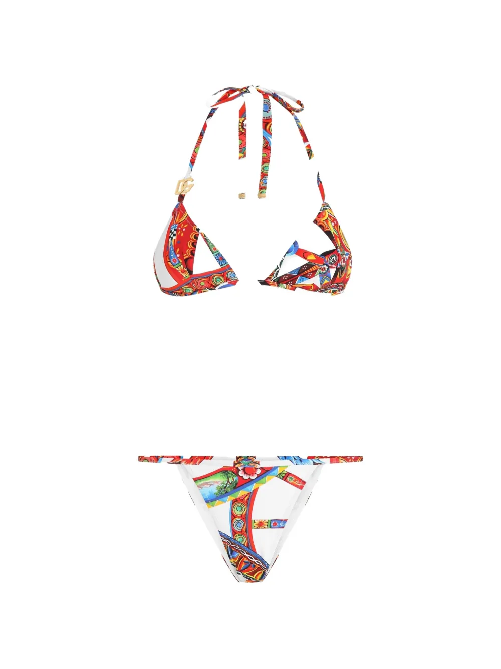 Dolce & Gabbana Bikini a triangolo con stampa Carretto - Bianco