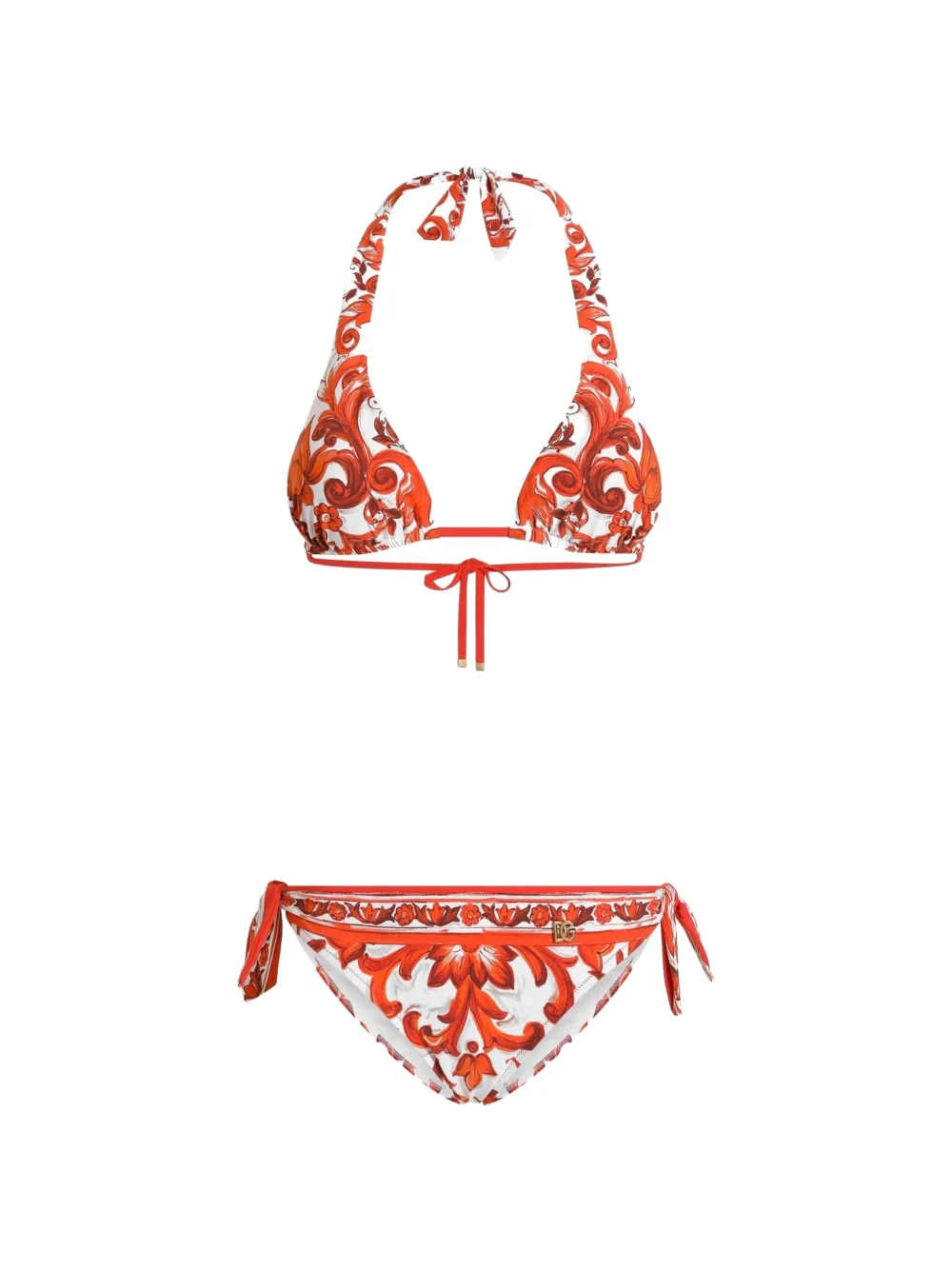 Dolce & Gabbana Set bikini con stampa maiolica - Bianco