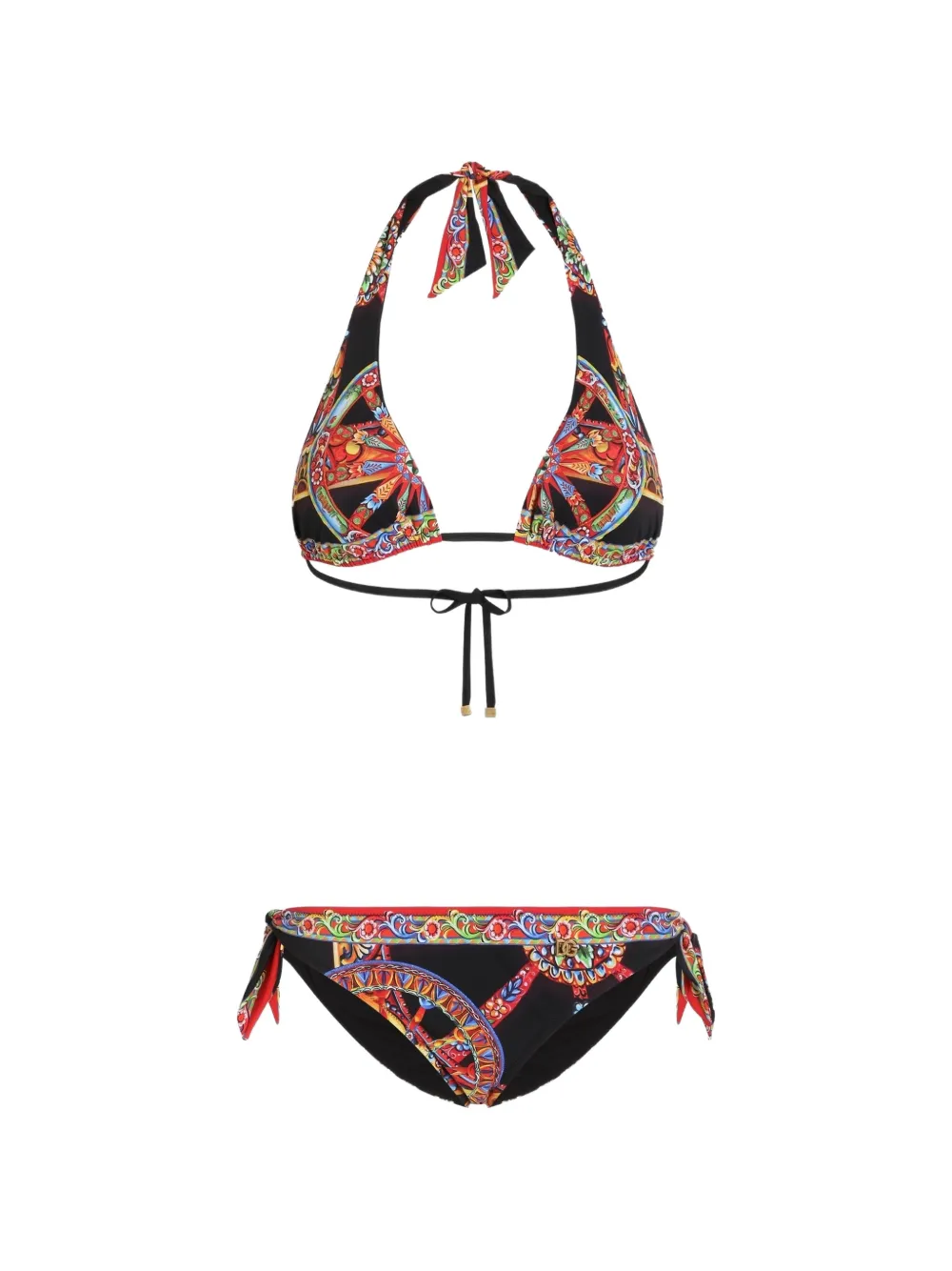 Dolce & Gabbana Bikini a triangolo con stampa Carretto - Nero