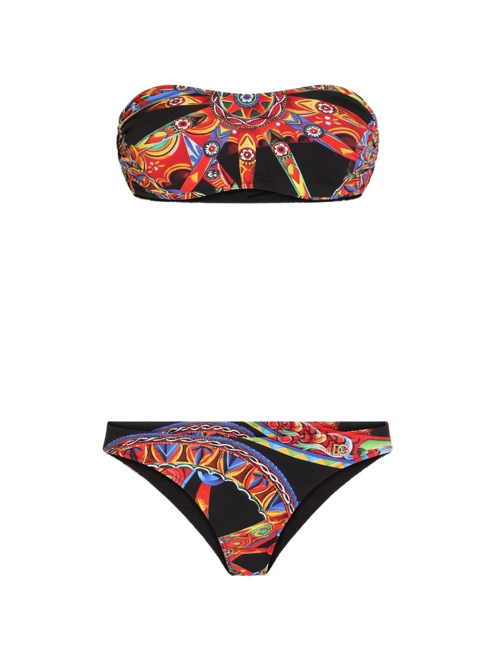 Dolce & Gabbana Bikini a fascia con stampa Carretto - Nero