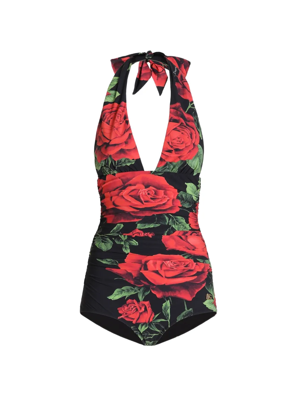 Dolce & Gabbana Badeanzug mit Rosenprint - Schwarz