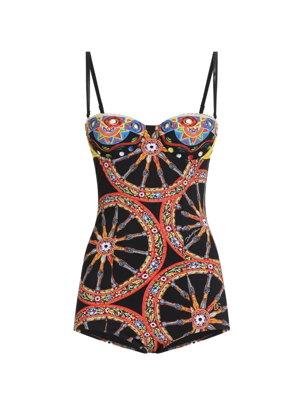 Dolce & Gabbana Costume intero con stampa Carretto - Nero