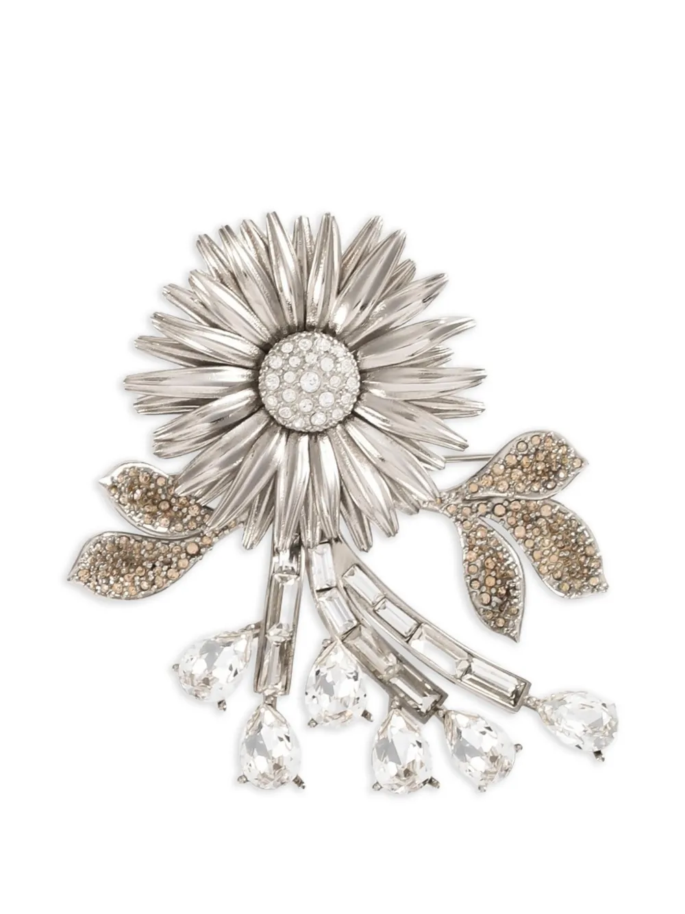Dolce & Gabbana flower brooch with rhinestones - Silber