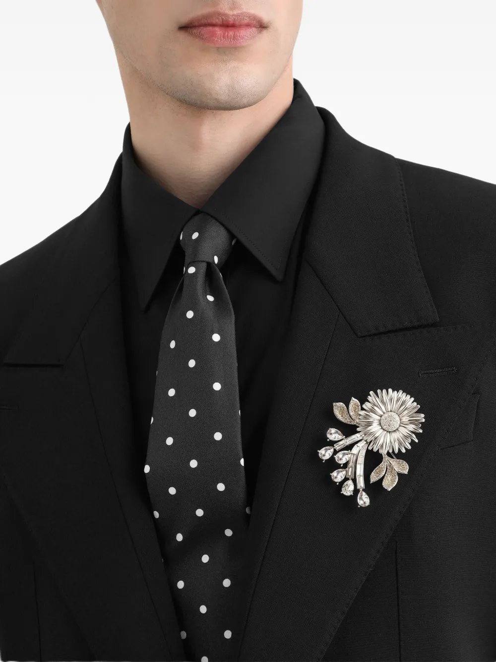  Dolce & Gabbana Broche Floral Con Strass - Plateado 