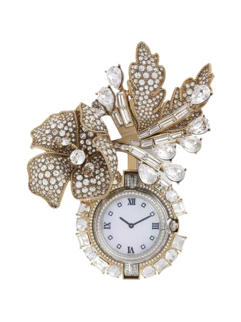 Dolce & Gabbana flower watch brooch with rhinestones