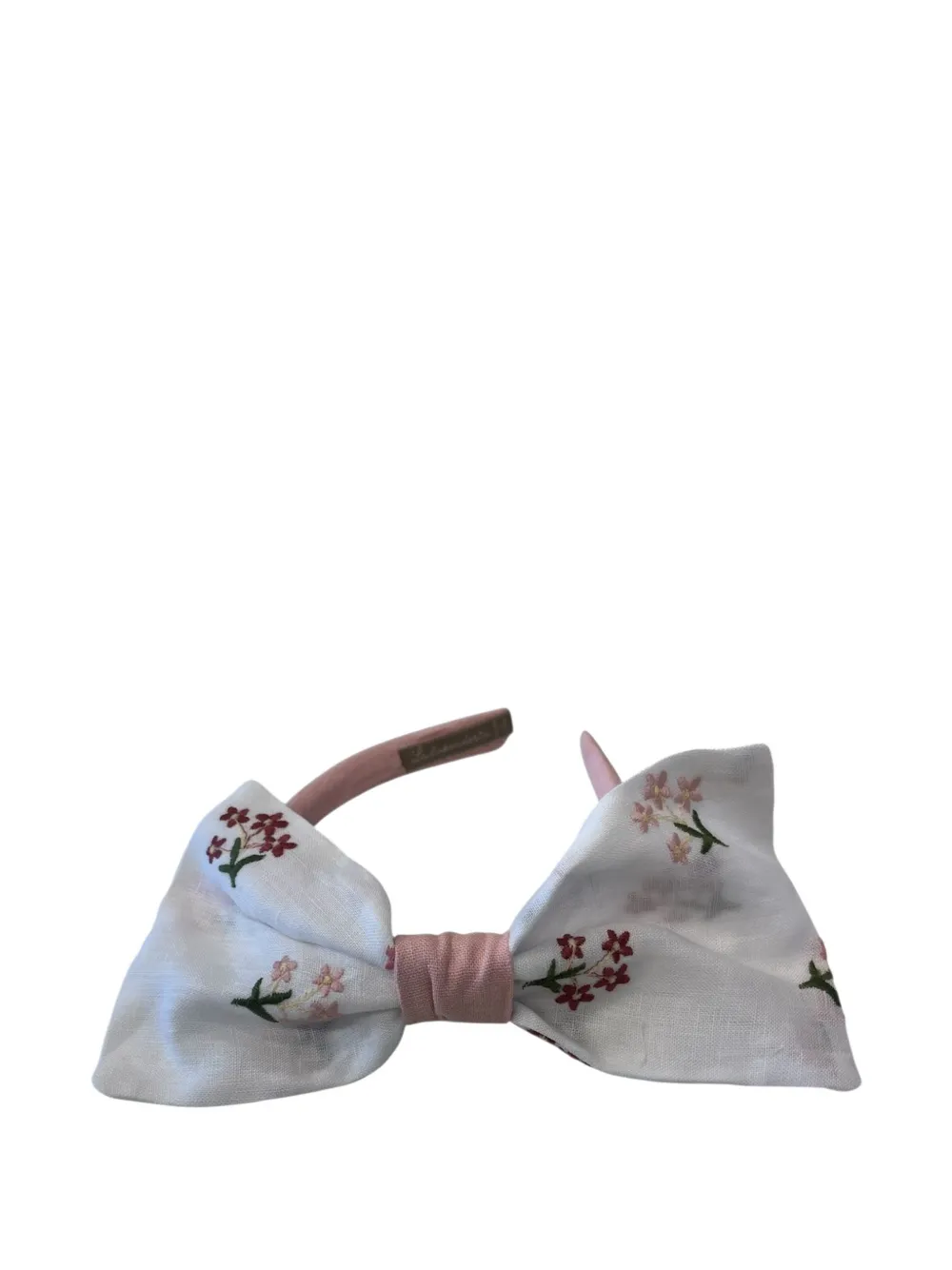 La Stupenderia floral-embroidered bow headband - Bianco