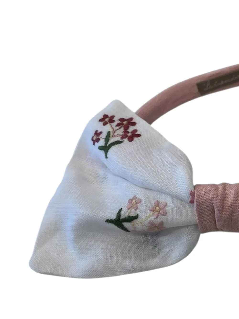 La Stupenderia Haarband met geborduurde bloemen en strik Wit