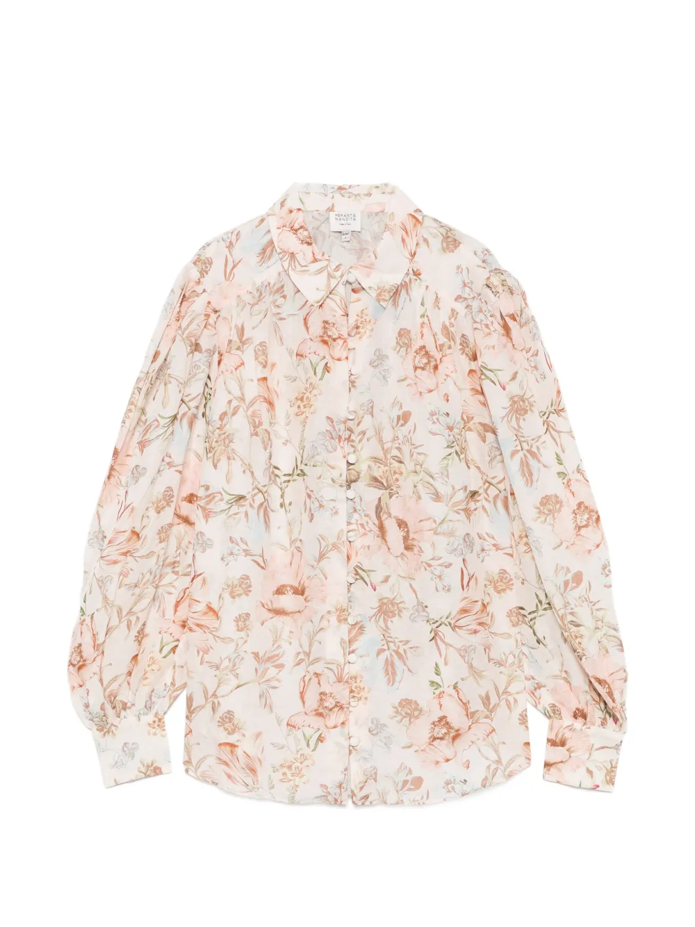 Hemant And Nandita Ezra floral-print puff-sleeve shirt - Rosa