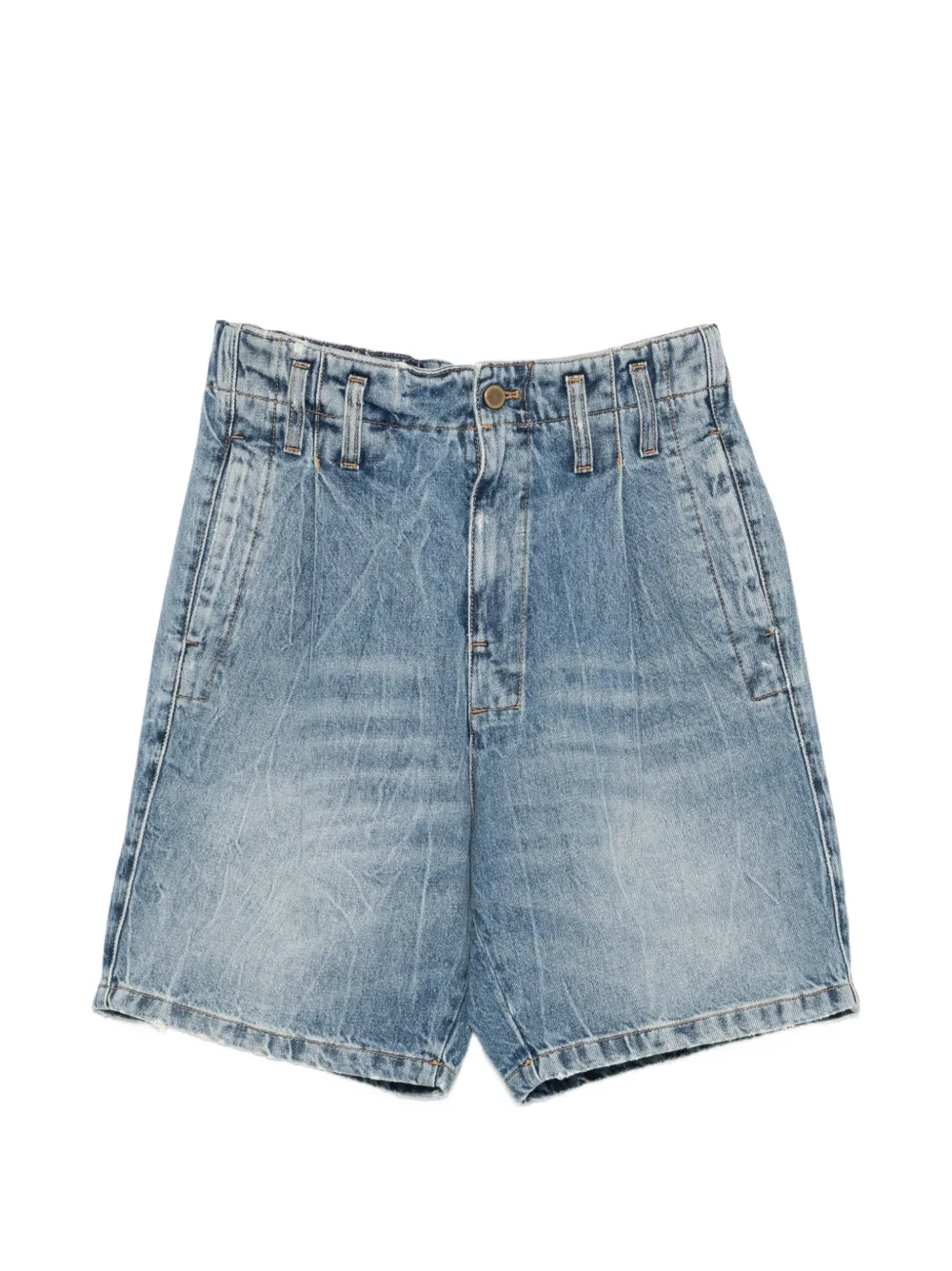 CULTURA pleated acid-wash shorts - Blu