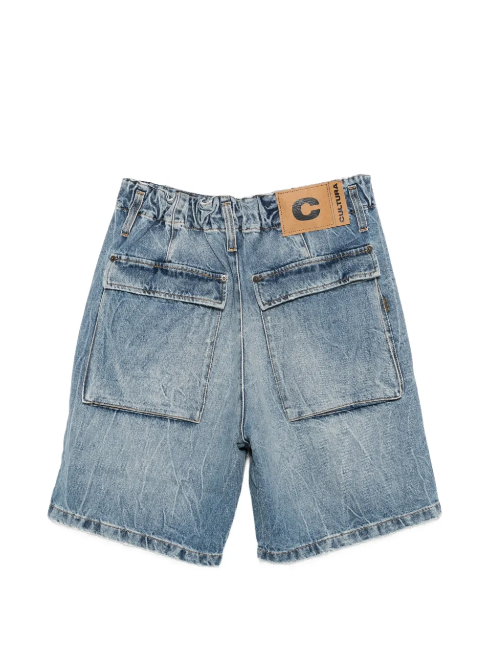  Cultura Bermudas Con Efecto Lavado - Azul 