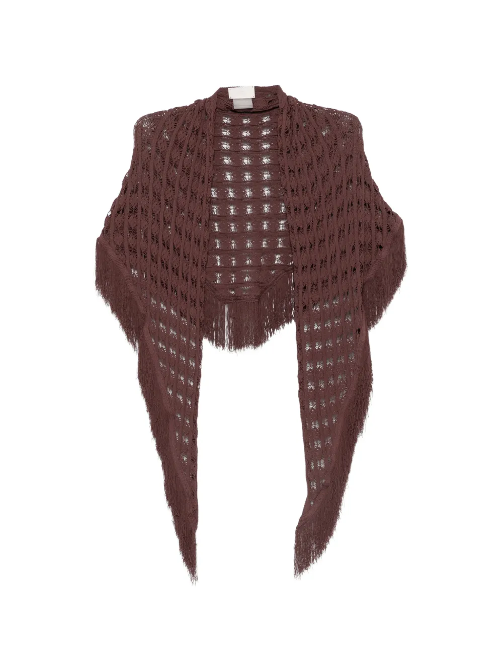 ELOU fringe-trimmed open-knit sarong - Marrone
