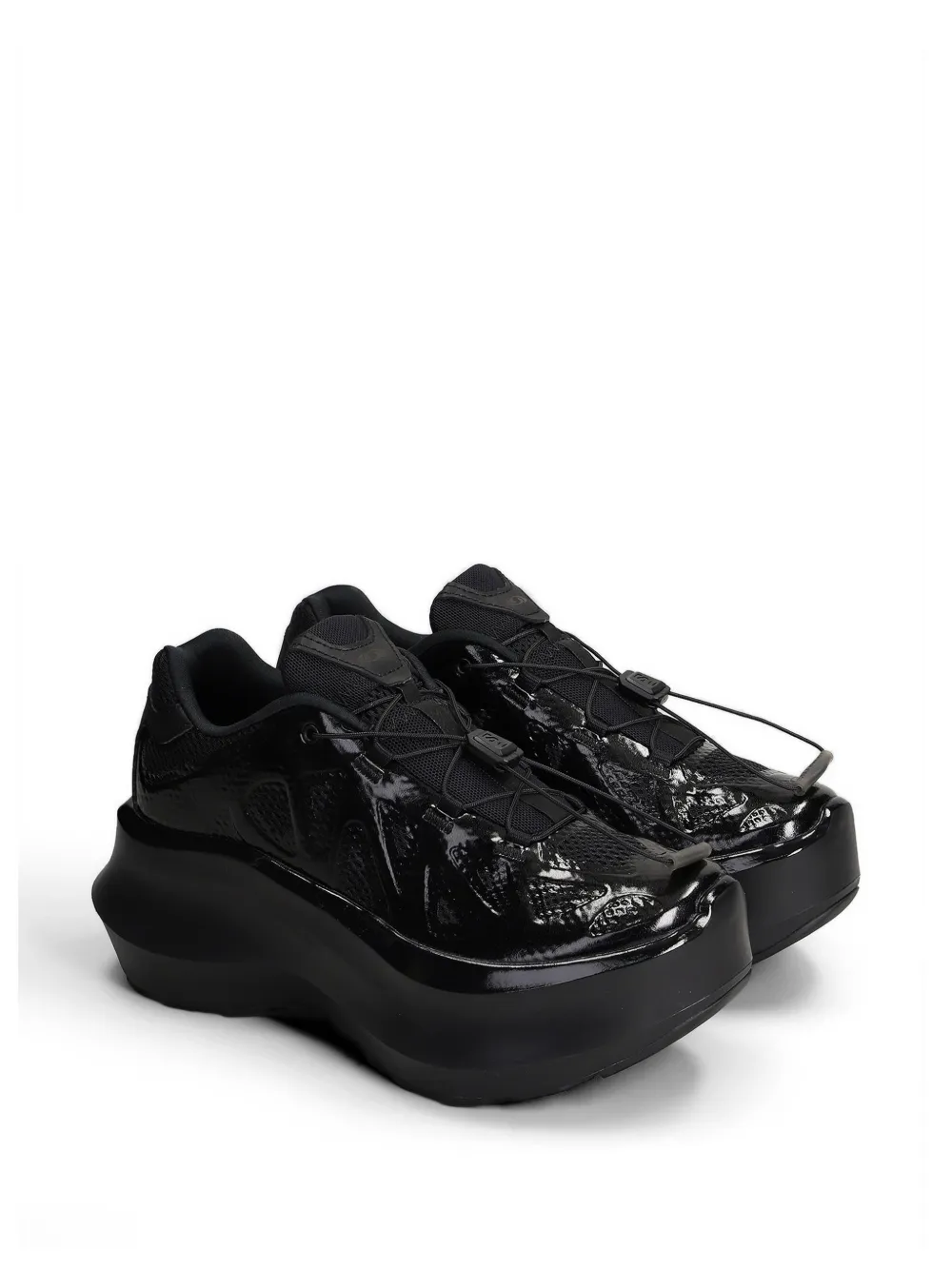 Comme Des Garçons patent-finish chunky-sole sneakers Zwart