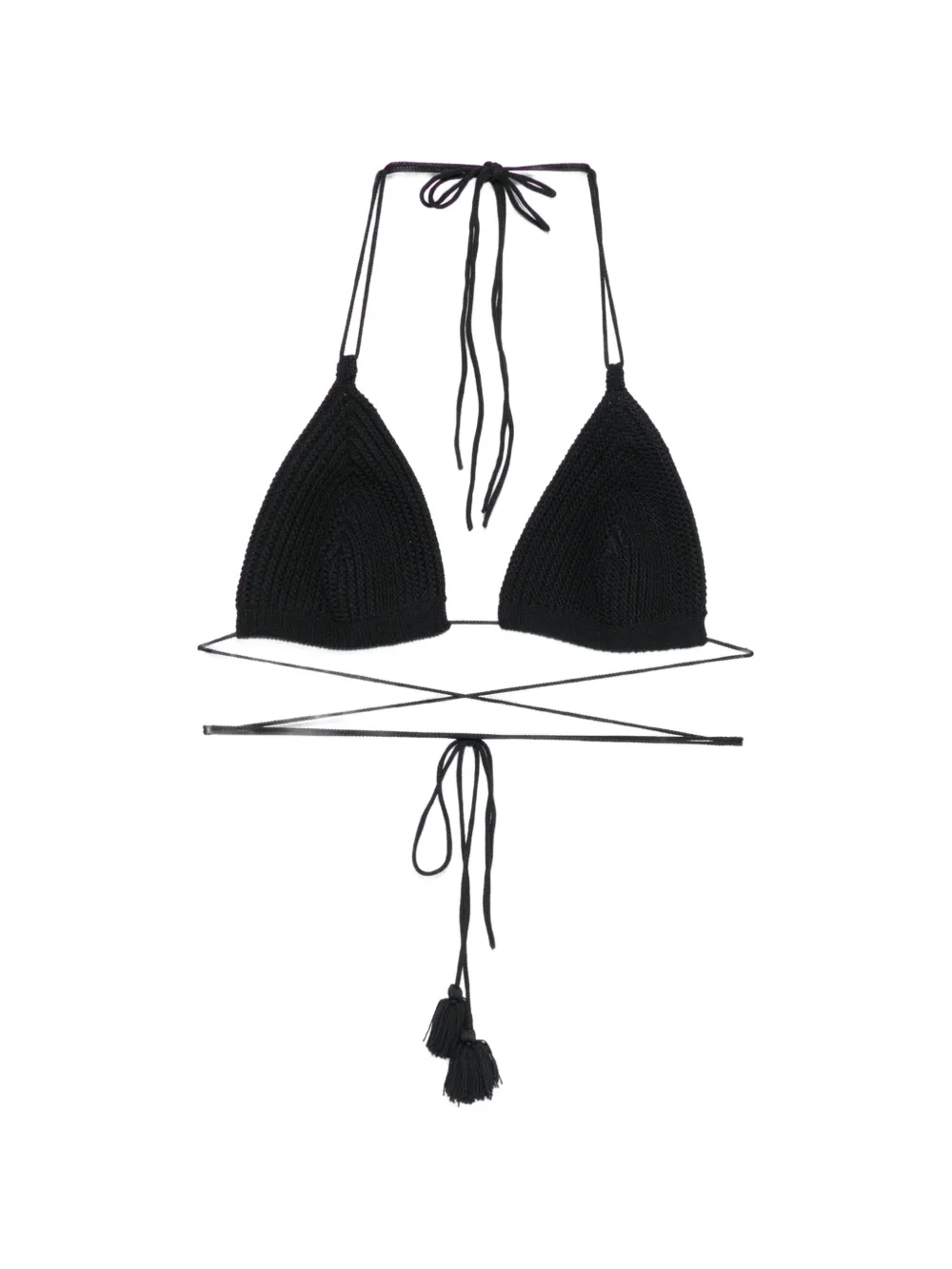 ELOU Azure crochet tassel-detail bikini top - Nero