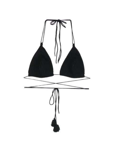 ELOU Azure crochet tassel-detail bikini top