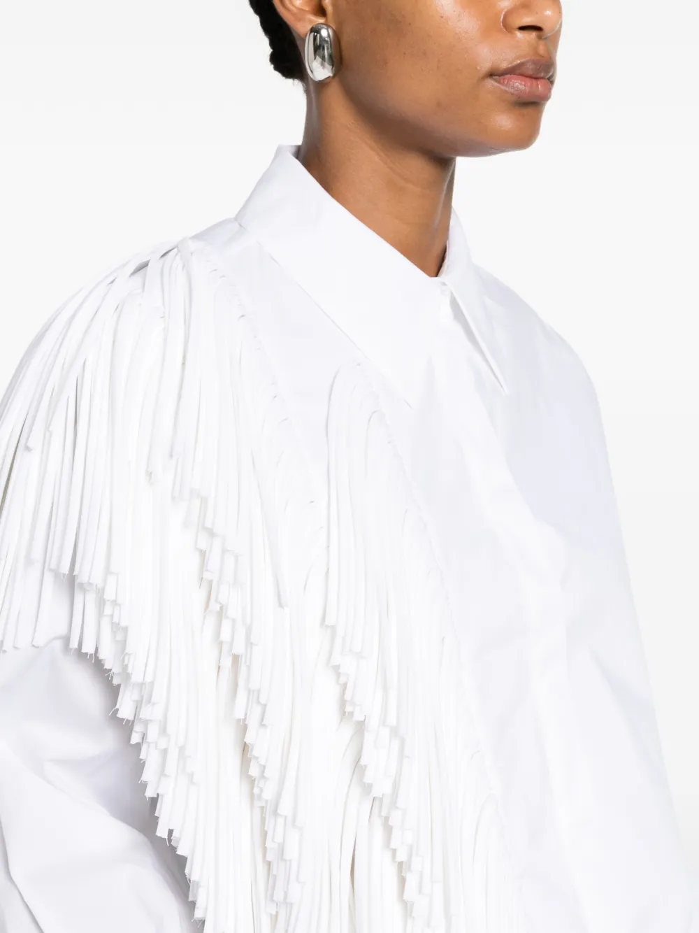 Erika Cavallini Shirt met franje afwerking Wit