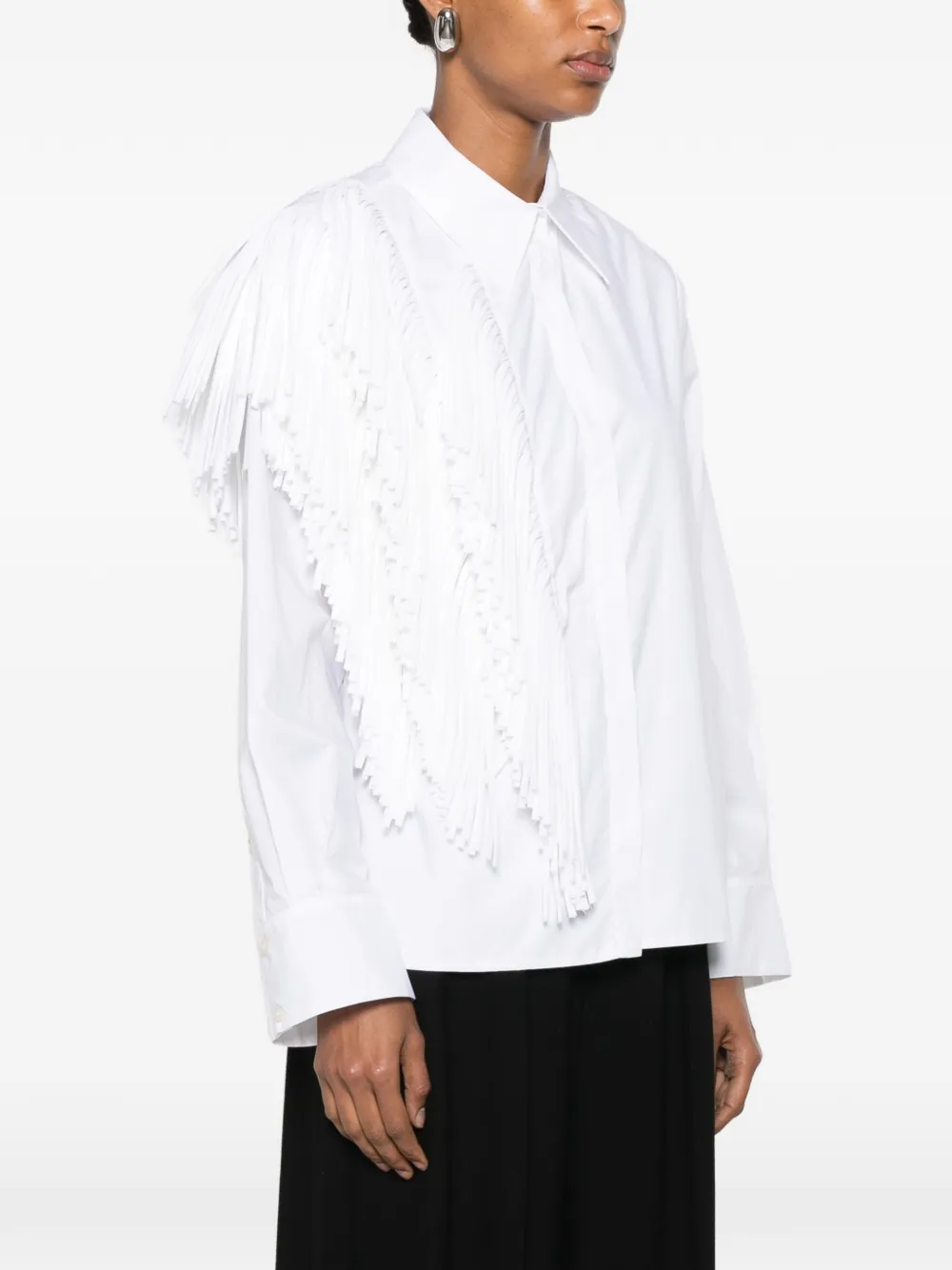 Erika Cavallini Shirt met franje afwerking Wit