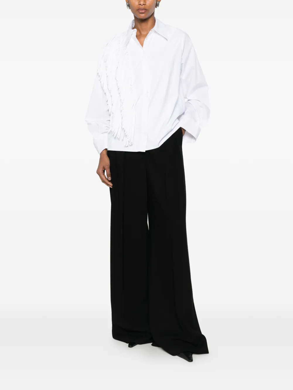 Erika Cavallini Shirt met franje afwerking Wit