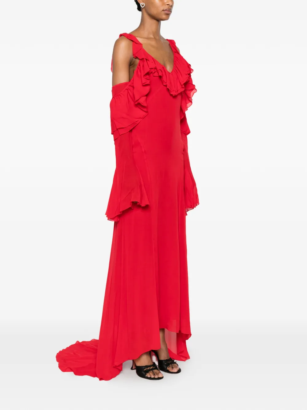 Blumarine Asymmetrische maxi-jurk Rood