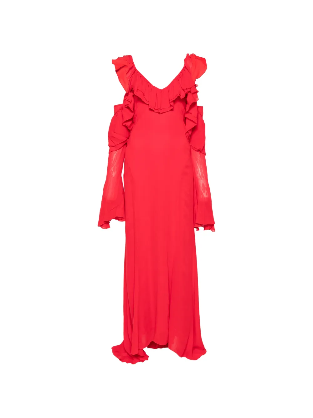Blumarine ruffled cold-shoulder maxi dress - Rosso