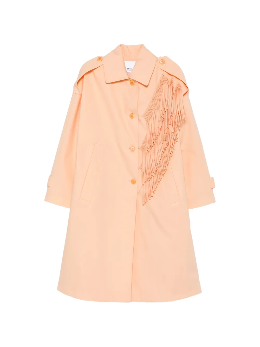 Erika Cavallini fringe-detail trench coat - Orange