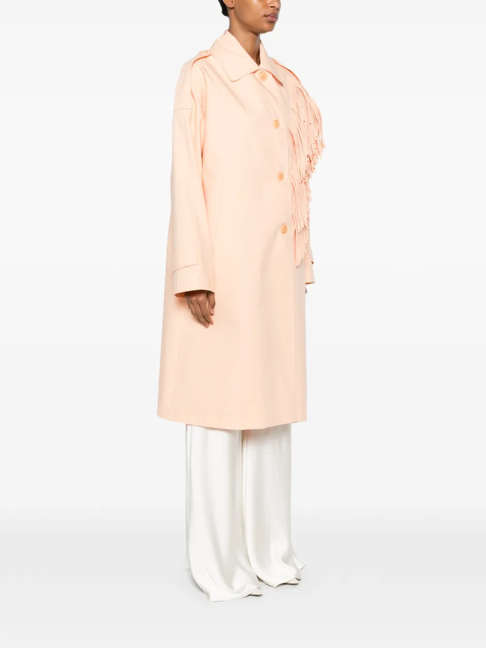Erika Cavallini Trenchcoat met franje Oranje