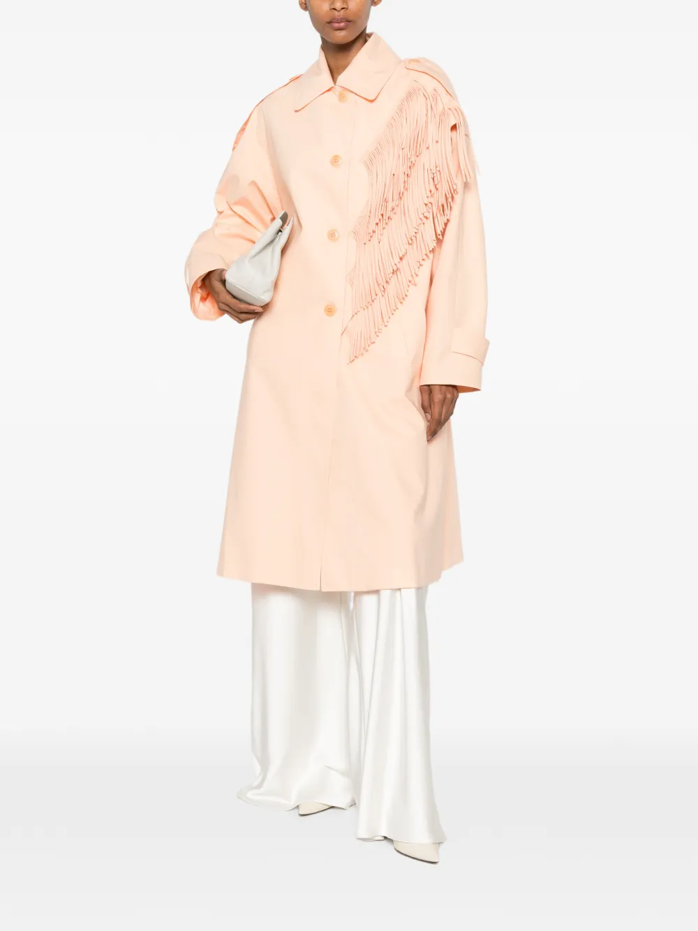 Erika Cavallini Trenchcoat met franje Oranje