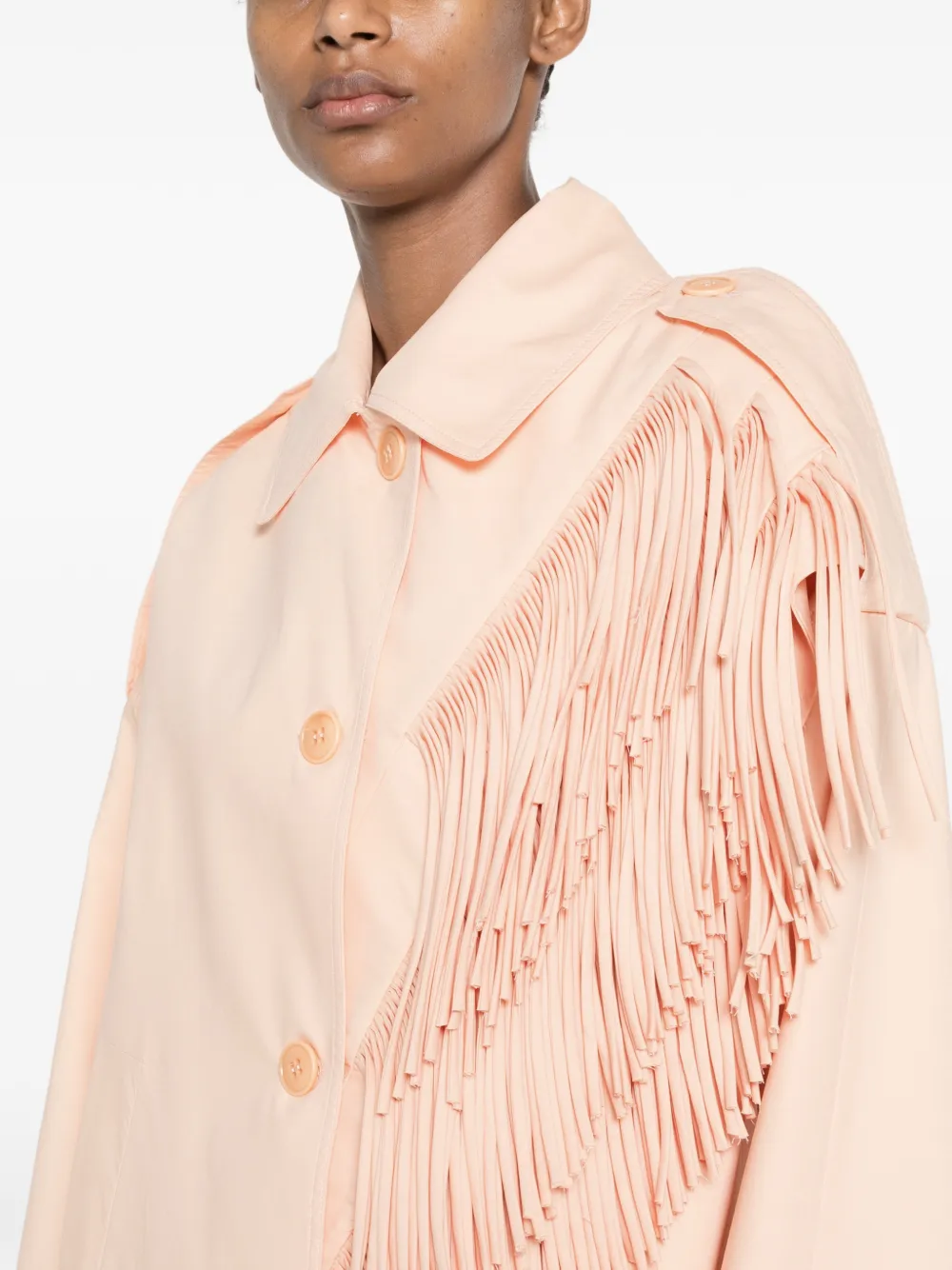 Erika Cavallini Trenchcoat met franje Oranje