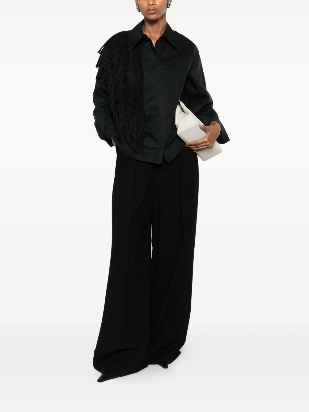 Erika Cavallini Blouse met franje Zwart
