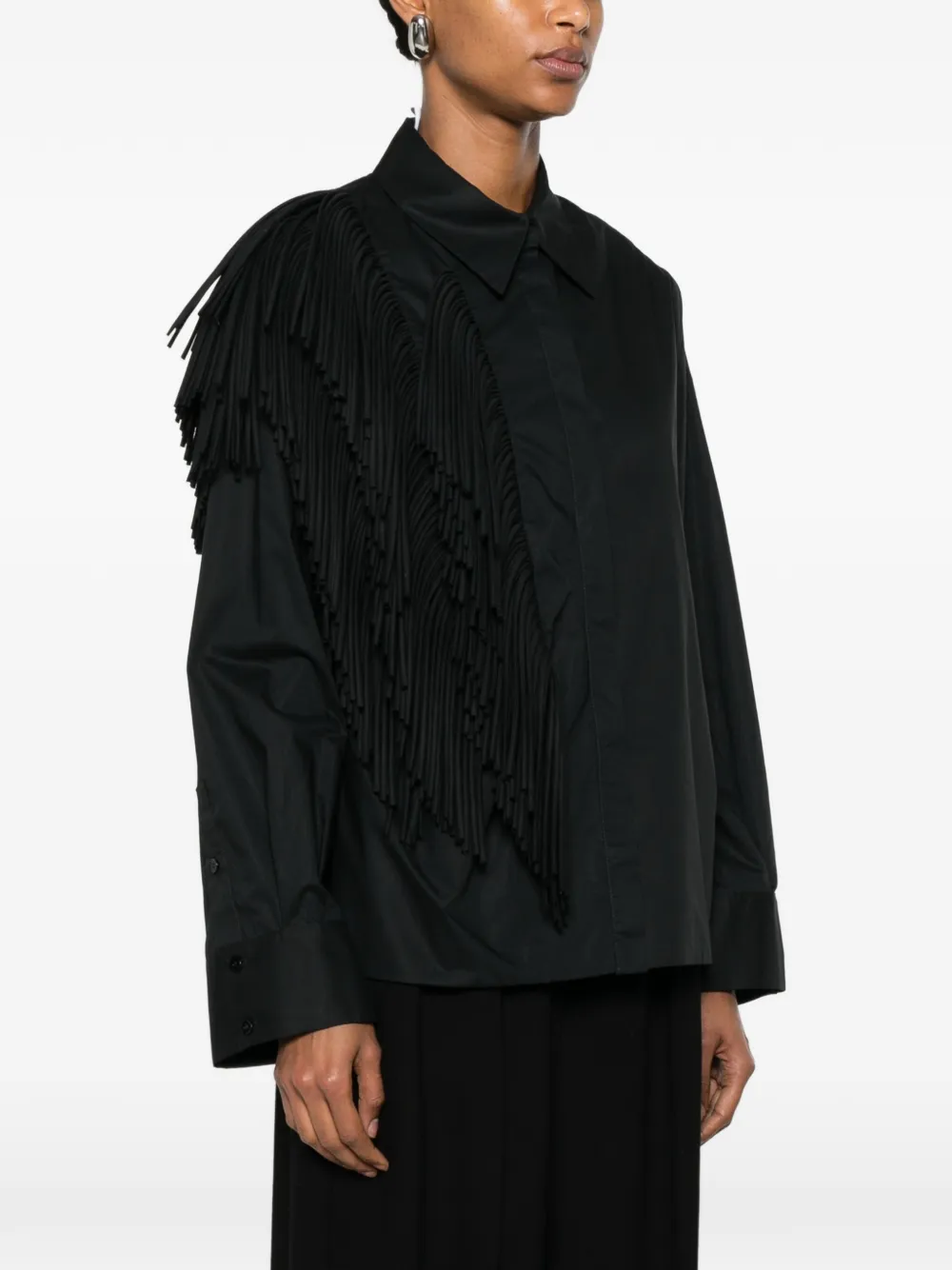 Erika Cavallini Blouse met franje Zwart