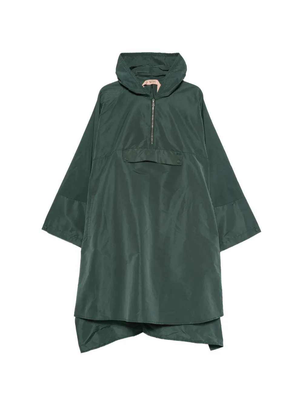 Nº21 hooded half-zip cape - Grün