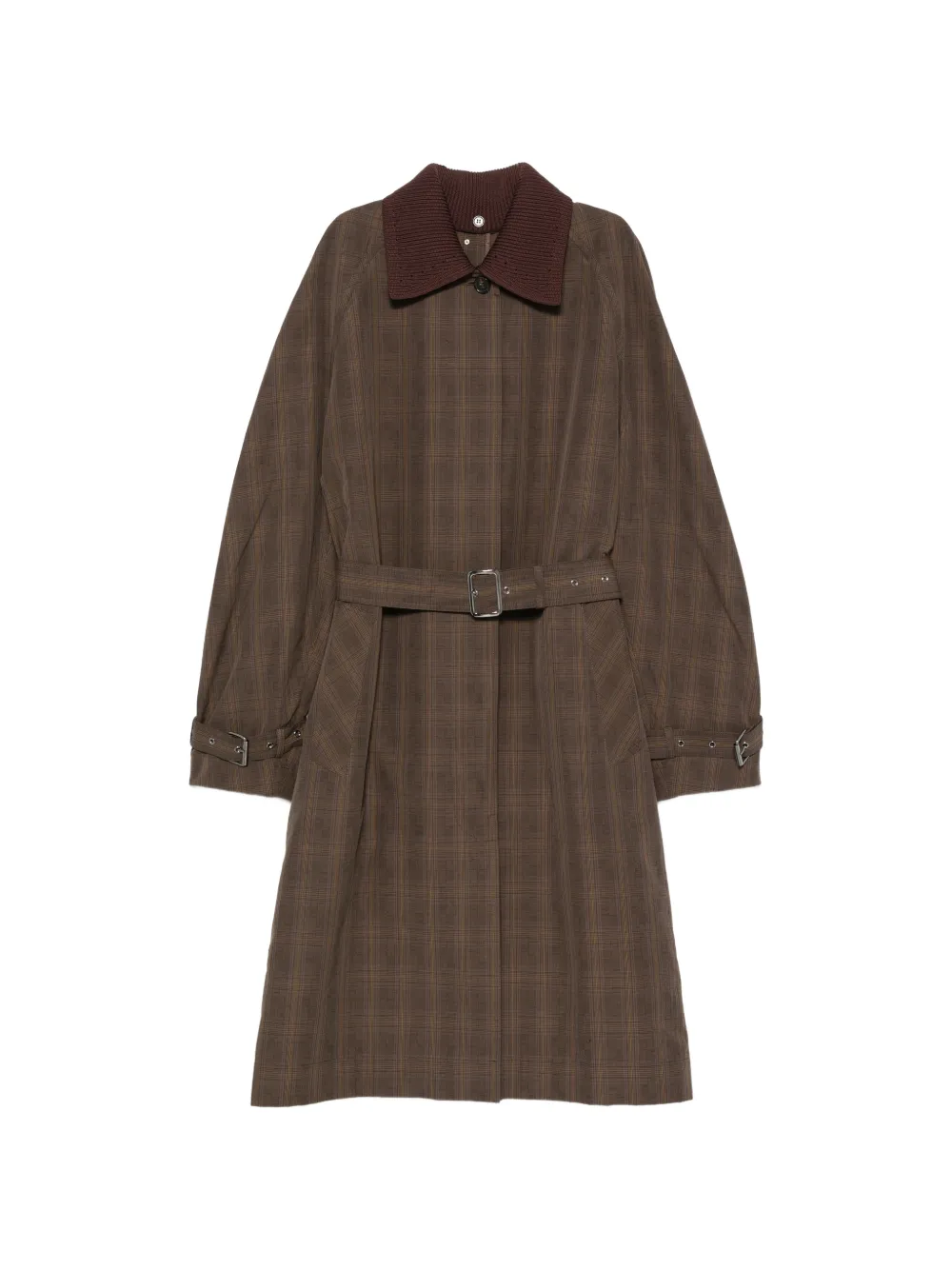 Iceberg check-pattern belted coat - Braun